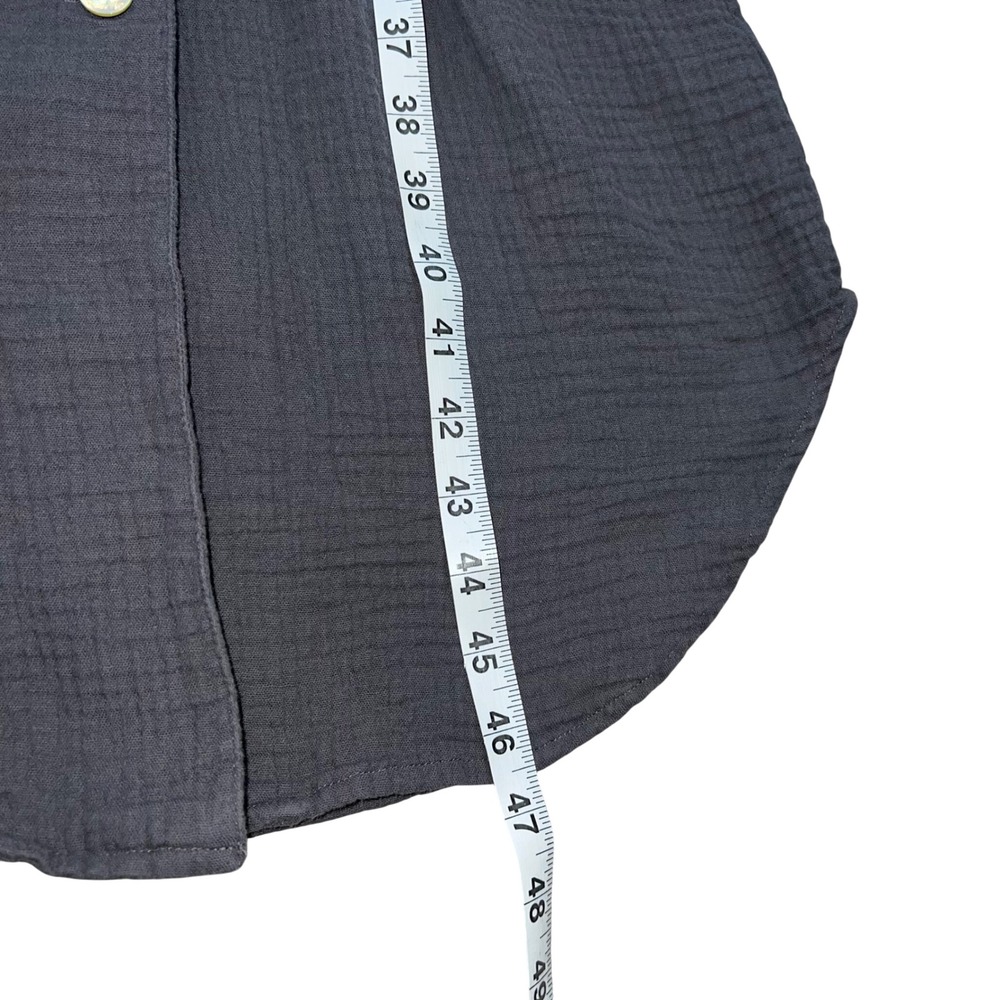 Faherty Nolita Dream Organic Cotton Gauze Shirtdress Grey Short Sleeve Midi Sz S - Picture 6 of 6